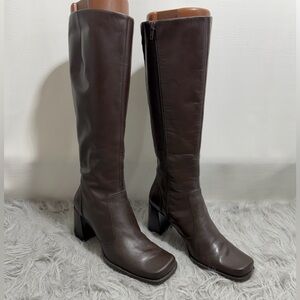 Elegant Brown Knee-High Leather Boots